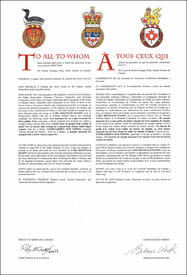 Lettres patentes concédant des emblèmes héraldiques à Carl Reginald Mason Lettres patentes concédant des emblèmes héraldiques à Carl Reginald Mason