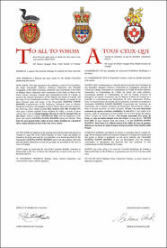 Letters patent granting heraldic emblems to Glenna Fanny Hansen Letters patent granting heraldic emblems to Glenna Fanny Hansen