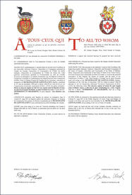 Letters patent granting heraldic emblems to the Municipalité de Saint-Flavien Letters patent granting heraldic emblems to the Municipalité de Saint-Flavien