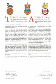 Lettres patentes concédant des emblèmes héraldiques à Blair Keith Churchill