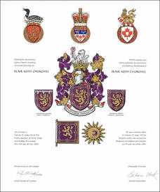 Letters patent granting heraldic emblems to Blair Keith Churchill