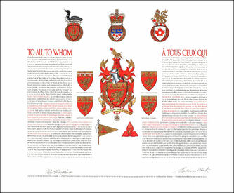 Letters patent granting heraldic emblems to Alan Roy Hudson