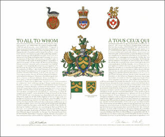 Lettres patentes concédant des emblèmes héraldiques à Glenn Victor Davidson