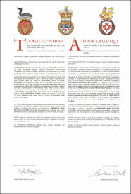 Lettres patentes concédant des emblèmes héraldiques à Fredrick John Butler-Caughie