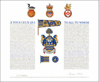 Letters patent granting heraldic emblems to Daniel Marcel Bellemare