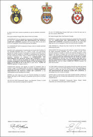 Letters patent granting heraldic emblems to the Association des descendants de Nicolas Audet dit Lapointe Letters patent granting heraldic emblems to the Association des descendants de Nicolas Audet dit Lapointe