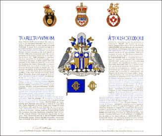 Letters patent grantig heraldic emblems to The University Club of Toronto