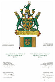 Lettres patentes concédant des emblèmes héraldiques à la Municipalité de la paroisse de Saint-Malachie Lettres patentes concédant des emblèmes héraldiques à la Municipalité de la paroisse de Saint-Malachie