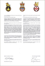 Lettres patentes concédant des emblèmes héraldiques à La Société paroissiale anglicane de St. Andrews