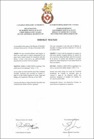 Letters patent registering the heraldic emblems of Hiroko Mackie Letters patent registering the heraldic emblems of Hiroko Mackie