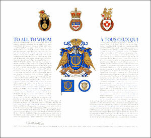 Letters patent granting heraldic emblems to the Orpheus Musical Theatre Society
