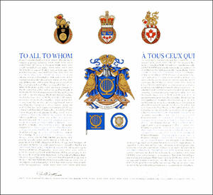 Letters patent granting heraldic emblems to the Orpheus Musical Theatre Society Letters patent granting heraldic emblems to the Orpheus Musical Theatre Society