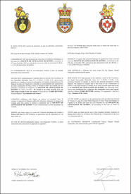 Letters patent granting heraldic emblems to the Société de généalogie de Québec Letters patent granting heraldic emblems to the Société de généalogie de Québec