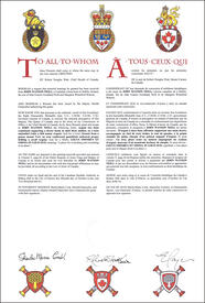 Lettres patentes concédant des emblèmes héraldiques à John Watson Neill