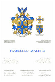 Lettres patentes concédant des emblèmes héraldiques à Francesco Maestri, Francesco
