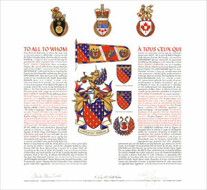 Letters patent granting heraldic emblems to Ross Ernest Ransom
