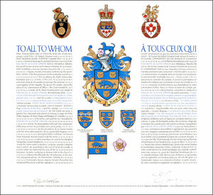 Letters patent granting heraldic emblems to Halvar De La Cluyse Jonson