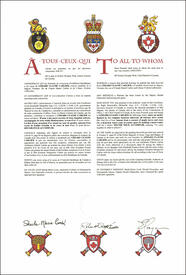 Letters patent granting heraldic emblems to Gérard Claude Carlier