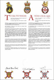 Letters patent granting heraldic emblems to Gary Robert Hayes Letters patent granting heraldic emblems to Gary Robert Hayes