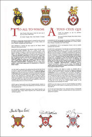 Letters patent granting heraldic emblems to Ronald Michio Yamanaka
