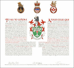 Letters patent granting heraldic emblems to Jonathan David Arthur Good