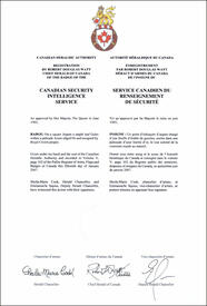 Letters patent registering the Badge of the Canadian Security Intelligence Service
