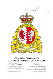 Lettres patentes aprouvant l'insigne du Commandement du Canada