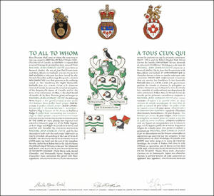 Lettres patentes concédant des emblèmes héraldiques à Michael Jean Charles Guité