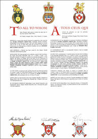 Letters patent granting heraldic emblems to Mark Anthony Group Inc. Letters patent granting heraldic emblems to Mark Anthony Group Inc.