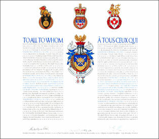 Lettres patentes concédant des emblèmes héraldiques à Naranjan S. Dhalla Lettres patentes concédant des emblèmes héraldiques à Naranjan S. Dhalla