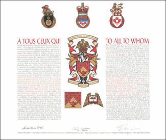 Lettres patentes concédant des emblèmes héraldiques à Marie des Anges Loyer Lettres patentes concédant des emblèmes héraldiques à Marie des Anges Loyer