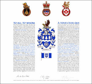 Letters patent granting heraldic emblems to the Town of Stewiacke Letters patent granting heraldic emblems to the Town of Stewiacke