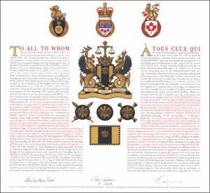 Letters patent granting heraldic emblems to the Federal Court