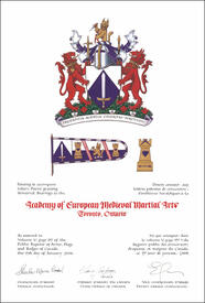 Letters patent granting heraldic emblems to the Academy of European Medieval Martial Arts Letters patent granting heraldic emblems to the Academy of European Medieval Martial Arts