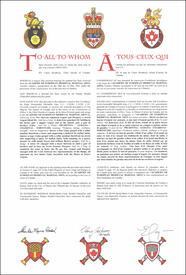 Lettres patentes concédant des emblèmes héraldiques à la Academy of European Medieval Martial Arts