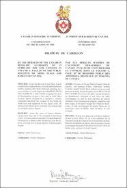 Lettres patentes confirmant le blasonnement du drapeau de Carillon