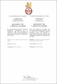 Lettres patentes confirmant le blasonnement du drapeau du régiment de Carignan-Salière Lettres patentes confirmant le blasonnement du drapeau du régiment de Carignan-Salière