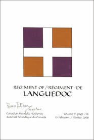 Letters patent confirming the blazon of the Flag of the Regiment of Languedoc Letters patent confirming the blazon of the Flag of the Regiment of Languedoc
