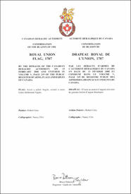 Letters patent confirming the blazon of the Royal Union Flag, 1707 Letters patent confirming the blazon of the Royal Union Flag, 1707