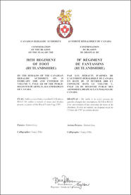 Lettres patentes confirmant le blasonnement du drapeau du 58e Régiment de fantassins (Rutlandshire)
