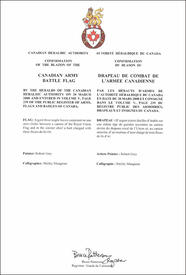 Lettres patentes confirmant le blasonnement du Drapeau de combat de l’Armée canadienne Lettres patentes confirmant le blasonnement du Drapeau de combat de l’Armée canadienne