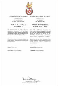 Lettres patentes confirmant le blasonnement du drapeau du Corps d’aviation royal canadien