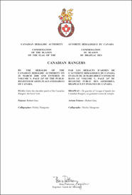 Lettres patentes confirmant le blasonnement du drapeau des Canadian Rangers