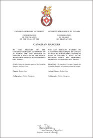 Lettres patentes confirmant le blasonnement du drapeau des Canadian Rangers