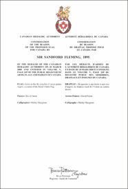 Letters patent confirming the blazon of the Proposed Flag: Sir Sandford Fleming, 1895 Letters patent confirming the blazon of the Proposed Flag: Sir Sandford Fleming, 1895