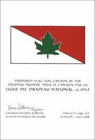 Letters patent confirming the blazon of the Proposed Flag: Ligue du drapeau national, c. 1943 Letters patent confirming the blazon of the Proposed Flag: Ligue du drapeau national, c. 1943