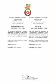 Letters patent confirming the blazon of the Proposed Flag: Parliamentary Committee, 1946 Letters patent confirming the blazon of the Proposed Flag: Parliamentary Committee, 1946