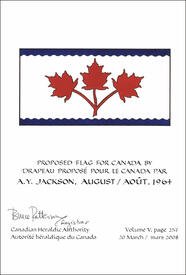 Letters patent confirming the blazon of the Proposed Flag: A.Y. Jackson, 1964 Letters patent confirming the blazon of the Proposed Flag: A.Y. Jackson, 1964
