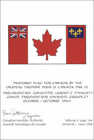 Lettres patentes confirmant le blasonnement du Drapeau proposé: Comité parlementaire, octobre 1964