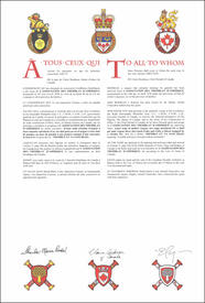 Lettres patentes concédant des emblèmes héraldiques à L’Association des Tremblay d’Amérique